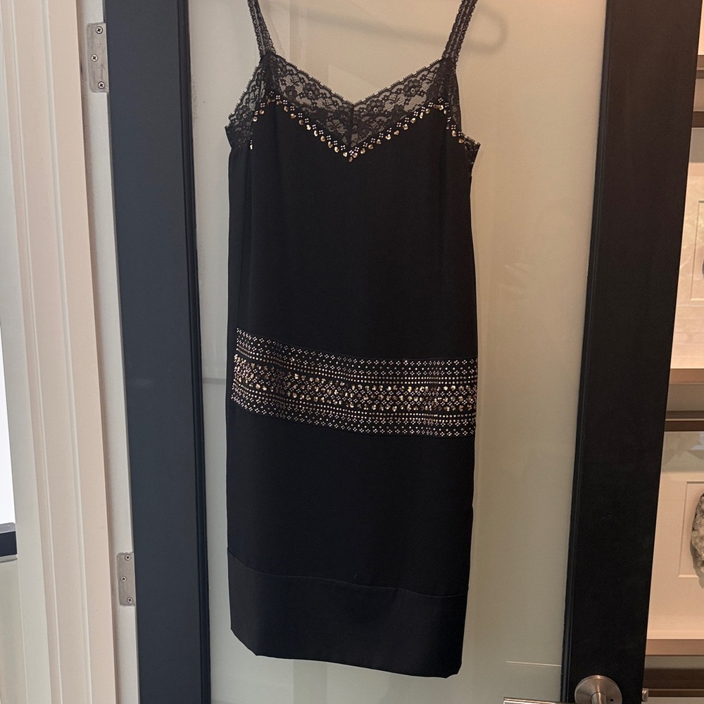 Diane Von Furstenberg Black Lace Trim Dress